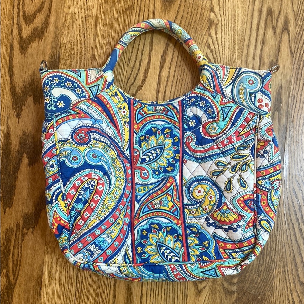 Retired Vera Bradley vintage Marina Paisley tote bag quilted cotton cross body - Picture 2 of 14